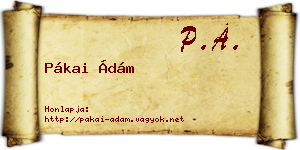 Pákai Ádám névjegykártya